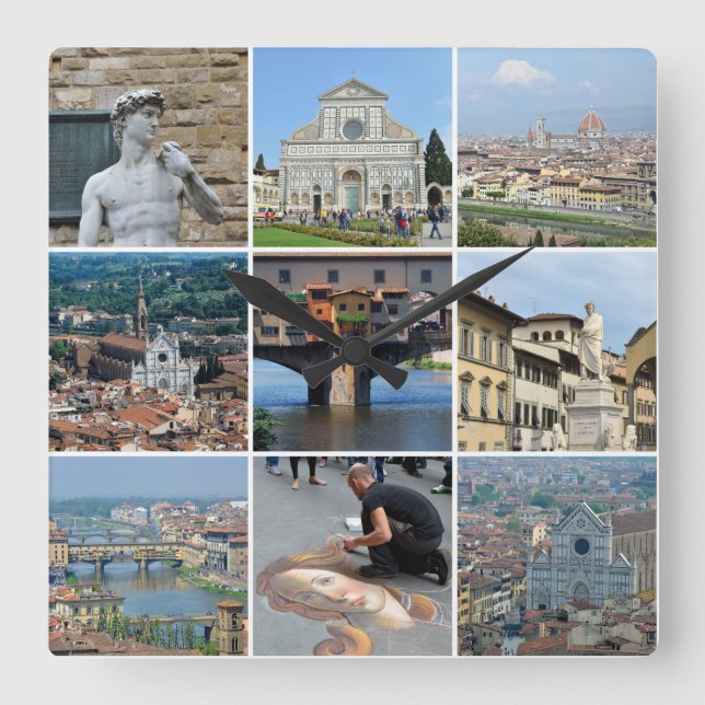 Instagram style travel photo square wall clock (Front)