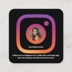 Instagram Style Trendy Social Media QR Code Square Business Card