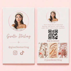 Instagram TikTok Modern Social Media Blush Pink Business Card
