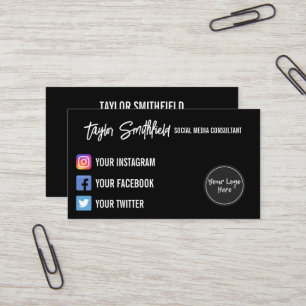 Instagram Twitter Calligraphy Business Card