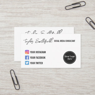 Instagram Twitter Calligraphy Business Card