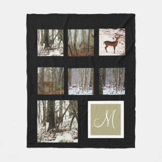 Instagram your pictures custom collage monogram fleece blanket