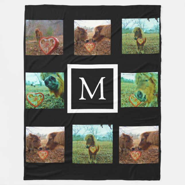 Instagram  your pictures custom collage monogram fleece blanket (Front)