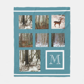 Instagram your pictures custom collage monogram fleece blanket