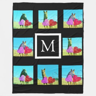 Instagram  your pictures custom collage monogram fleece blanket