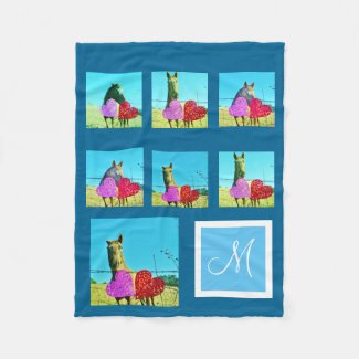 Instagram  your pictures custom collage monogram fleece blanket