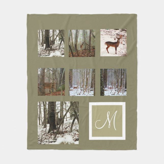 Instagram  your pictures custom collage monogram fleece blanket (Front)