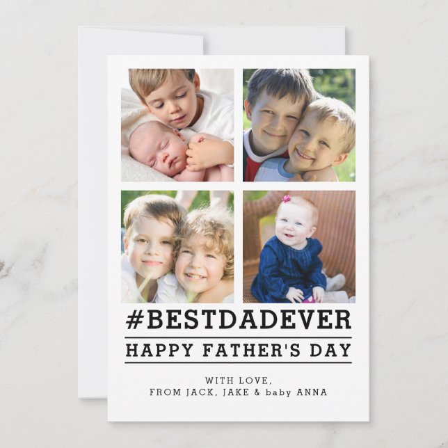 Instagrammed 4 Photo Father's Day Card (Front)