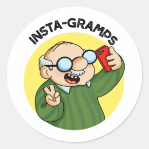 Instagramps Funny Social Media Grandpa Pun  Classic Round Sticker