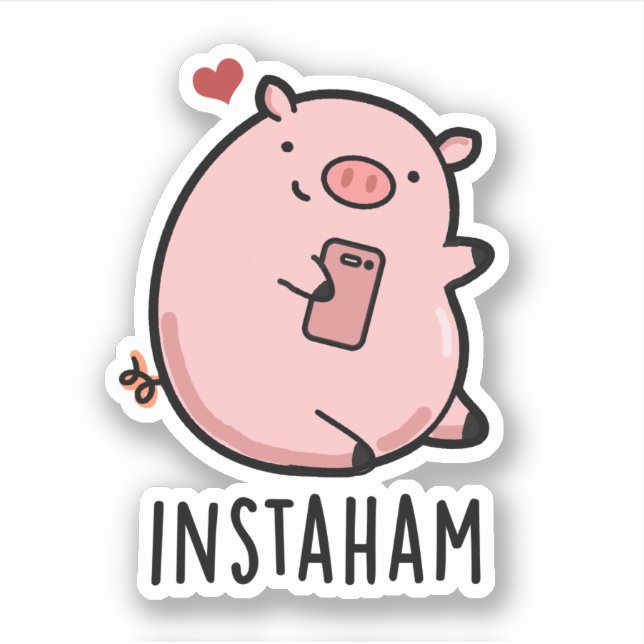 Instaham Funny Social Media Pig Pun  Sticker (Front)