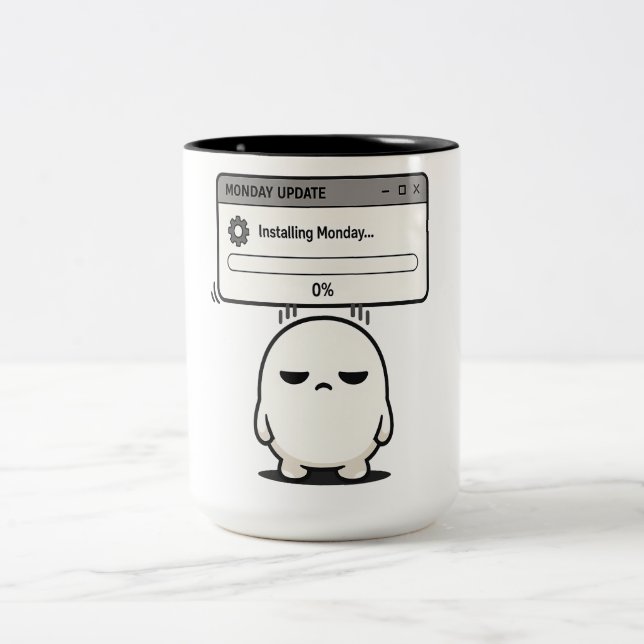 Installing Monday 0% Update - Funny Cute  Two-Tone Coffee Mug (Center)
