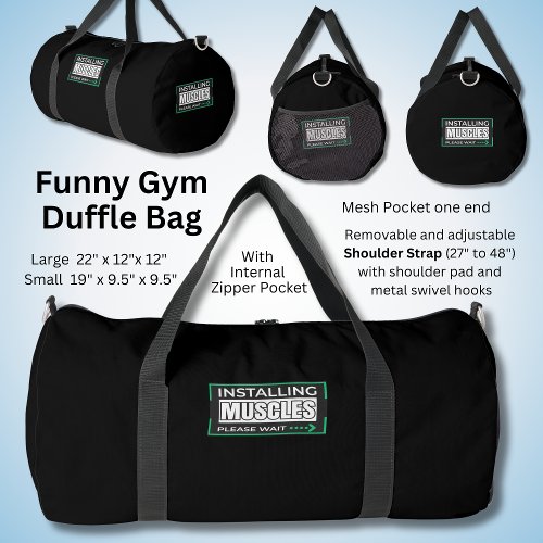 Installing Muscles Funny Sarcastic Gym Duffle Bag