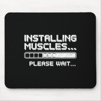 Installing Muscles Funny Weightlifting Workout Gym Mouse Pad