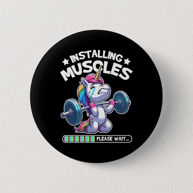 Installing Muscles Please Wait Bodybuilding Unicor Button (Front)