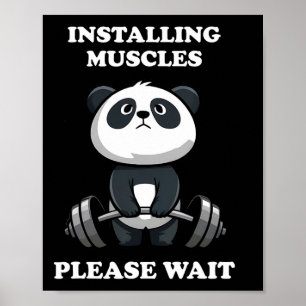 Installing Muscles Please Wait Cute Gym Panda Body Poster