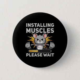 Installing Muscles Please Wait Cute Rat Gym Bodybu Button