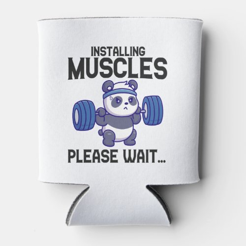 Installing Muscles Please Wait Funny Panda Lifting Can Cooler