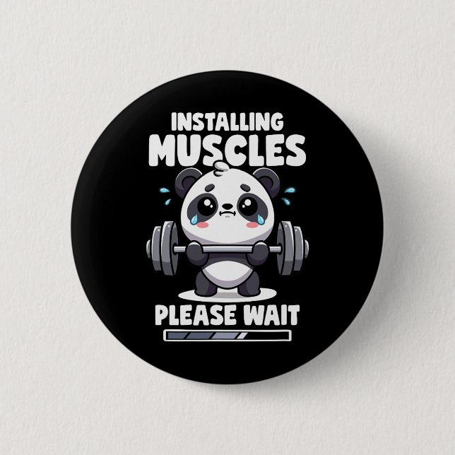 Installing Muscles Please Wait Panda Lifting Gym Q Button (Front)