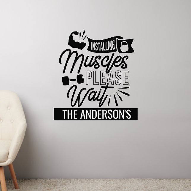 Installing Muscles Workout Decal home Gym Fitness (Living Room 2)