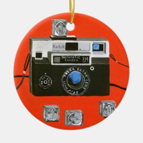 Instamatic Camera with Flashcubes Ceramic Ornament