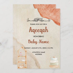Instant Boho Cream Aqeeqah Aqiqah Invitation Card