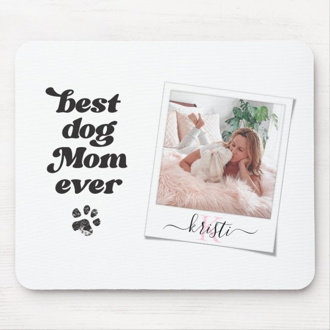 Instant Camera Best Dog Mom Ever White Mouse Pad (Front)