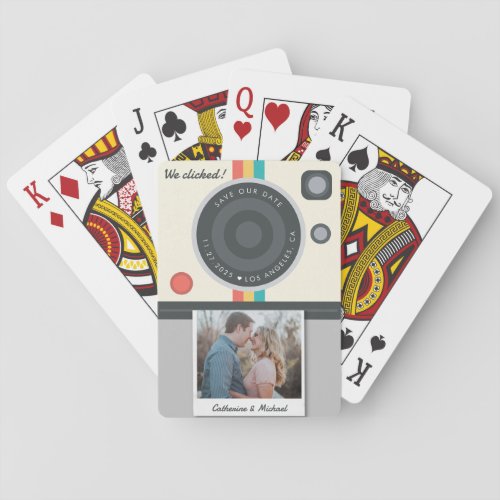 Instant Camera Couple Photo Date Location Unique  Playing Cards