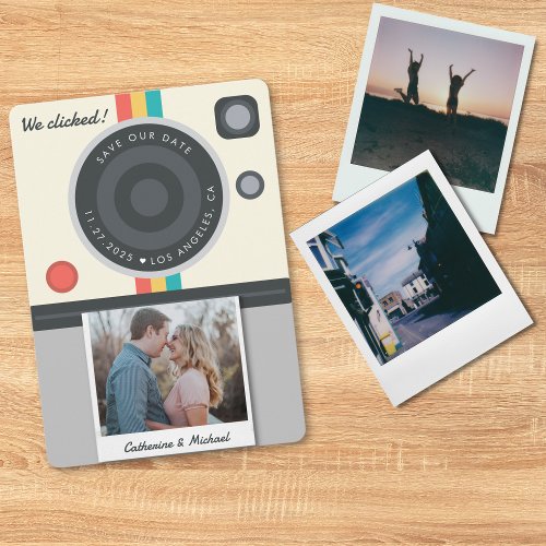 Instant Camera Couple Photo Date Location Unique  Save The Date