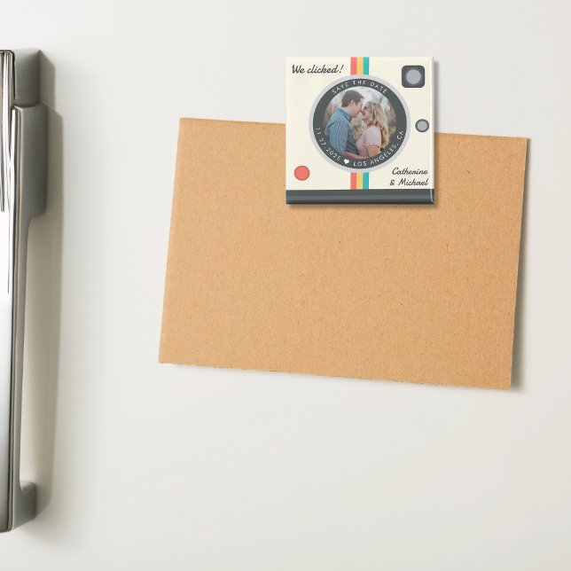 Instant Camera Couple Photo Unique Save The Date Magnet (Creator Uploaded)