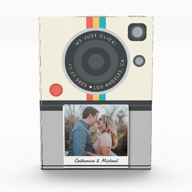 Instant Camera Couple Photo Unique Wedding  Block (Front)