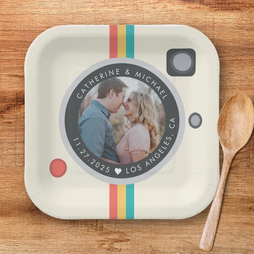 Instant Camera Couple Photo Unique Wedding Paper Plates