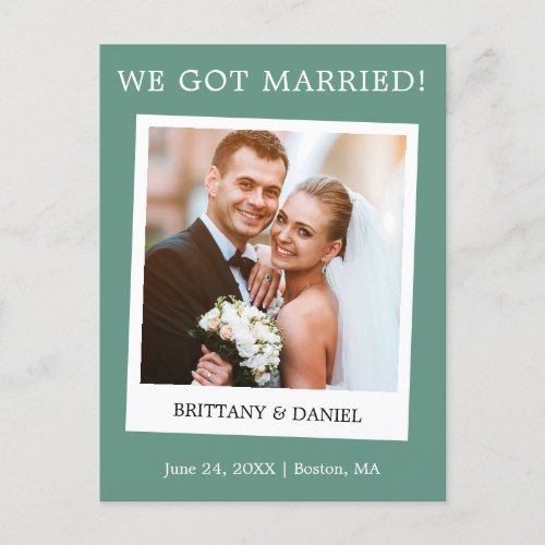 Instant Camera Eucalyptus Green Wedding Postcard