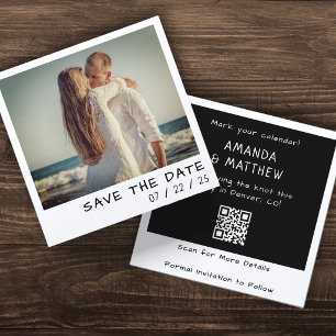 Instant Camera Photo QR Code Retro Wedding Save The Date