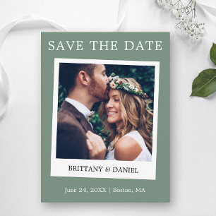 Instant Camera Photo Save The Date Sage Green Postcard