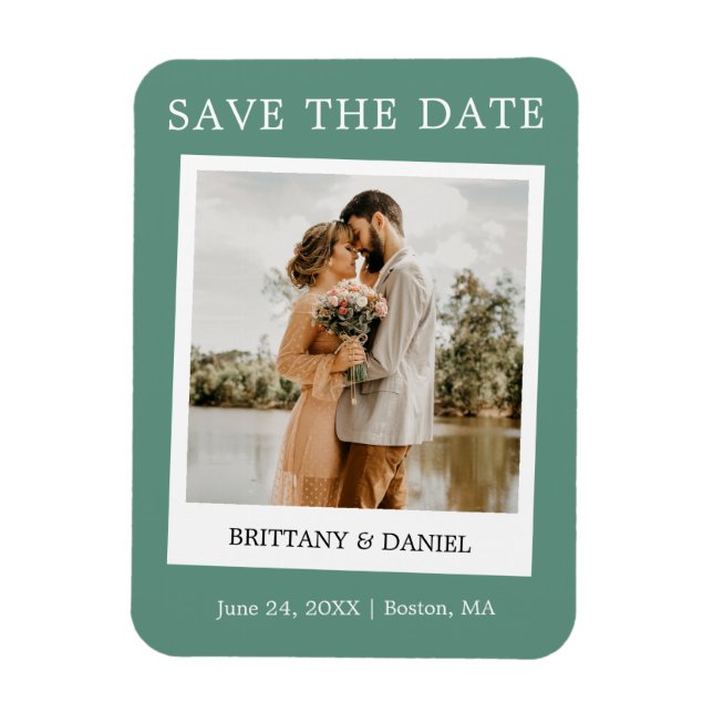 Instant Camera Save The Date Eucalyptus Green Magnet (Vertical)