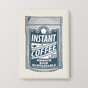 Instant coffee pop art illustration button