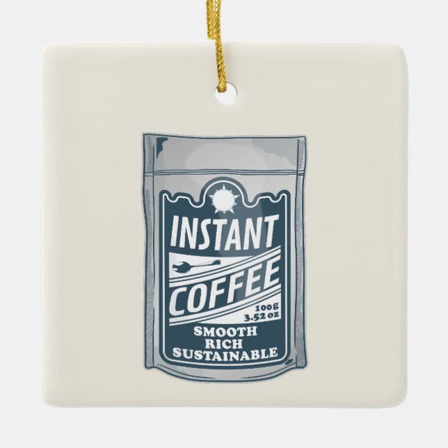 Instant coffee pop art illustration ceramic ornament (Front)