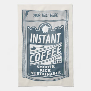 Instant coffee pop art illustration kitchen towel