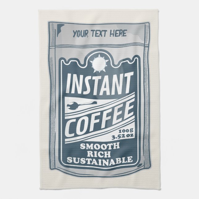 Instant coffee pop art illustration kitchen towel (Vertical)