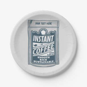 Instant coffee pop art illustration paper plates