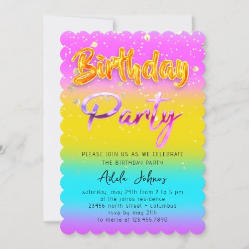 Instant Download Birthday Party Gold Pink  Invitation
