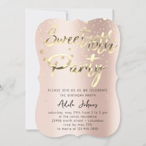 Instant Download Birthday Party Rose Gold  Invitation