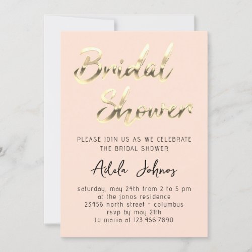 Instant Download Bridal Shower Rose Gold  Script Invitation