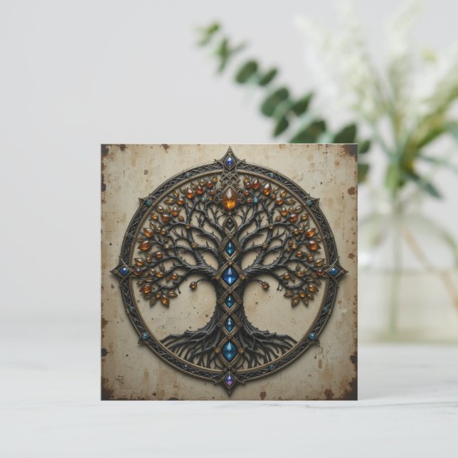 Instant Download Celtic Tree Greeting Card (Standing Front)