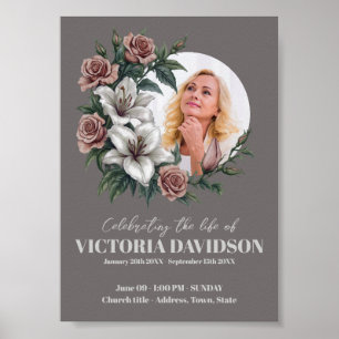 Instant Download Flower Frame Funeral Media Poster