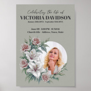 Instant Download Flower Frame Funeral Media Poster