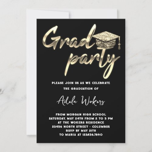 Instant Download Graduation Party Grad Cup Gold  Invitation