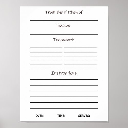 Instant Download Recipe Sheet   Poster