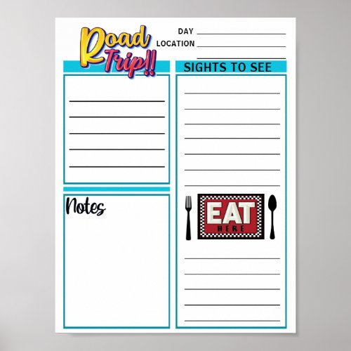 Instant Download Road Trip Daily Planner  Poster