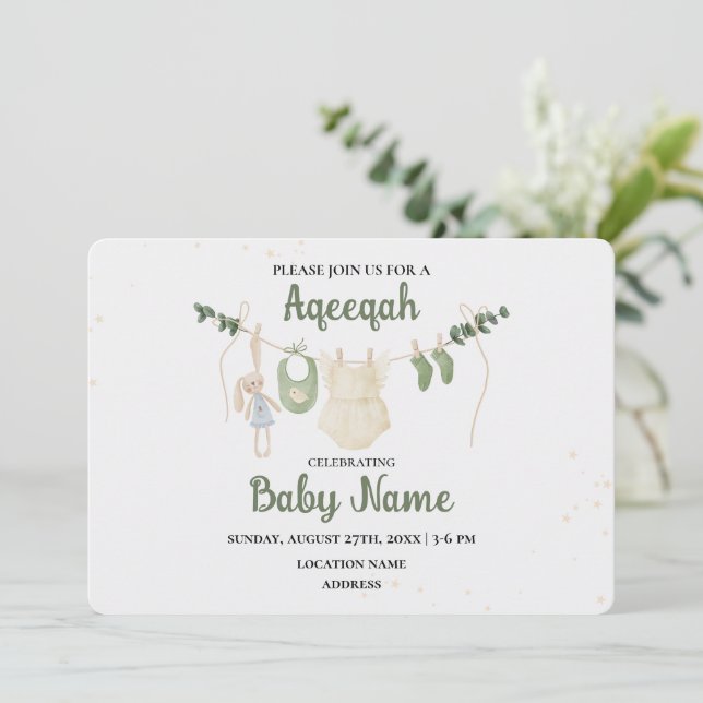 Instant Editable Aqeeqah Aqiqah Invitation Card (Standing Front)